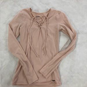 Hollister Pink Tie Long Sleeve Sz S